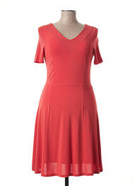 Robe mi-longue tissage crêpe manches courtes rouge LA FEE MARABOUTEE femme