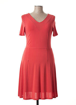 Robe mi-longue tissage crêpe manches courtes rouge LA FEE MARABOUTEE femme