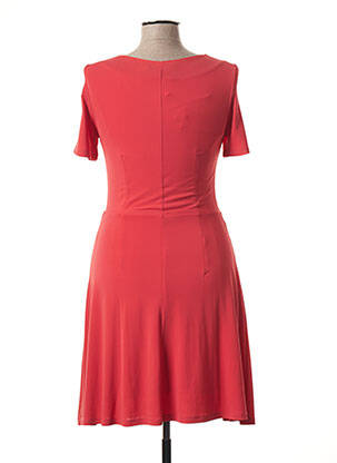 Robe mi-longue tissage crêpe manches courtes rouge LA FEE MARABOUTEE femme