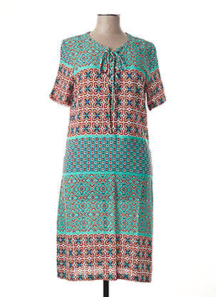 Robe mi-longue coupe fluide manches courtes bleu SMASHED LEMON femme