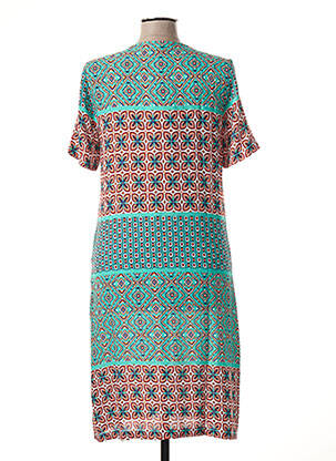 Robe mi-longue coupe fluide manches courtes bleu SMASHED LEMON femme