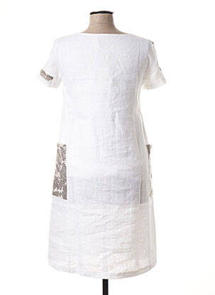 Robe mi-longue manches courtes manches courtes blanc NINATI femme