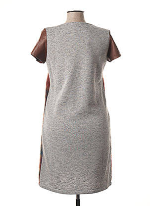 Robe mi-longue manches courtes manches courtes marron POUSSIERE D'ETOLE femme