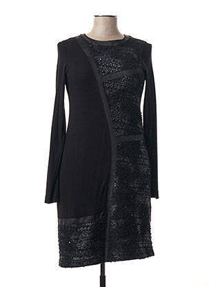 Robe mi-longue manches longues manches longues noir CHATELET femme
