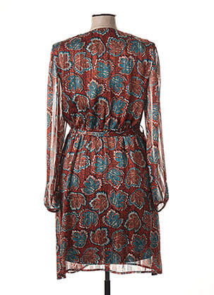 Robe mi-longue coupe fluide manches longues marron SIGNE NATURE femme