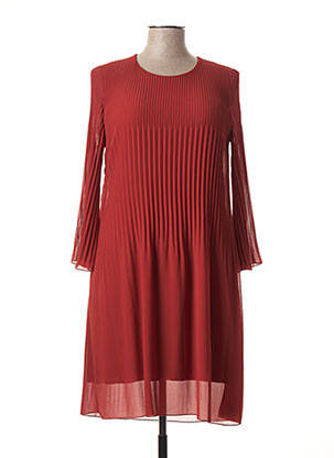 Robe mi-longue coupe fluide manches longues orange SIGNE NATURE femme