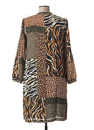 Robe mi-longue coupe fluide manches 3/4 marron SIGNE NATURE femme