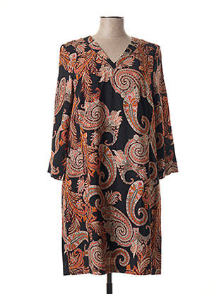 Robe mi-longue manches 3/4 manches 3/4 orange SIGNE NATURE femme