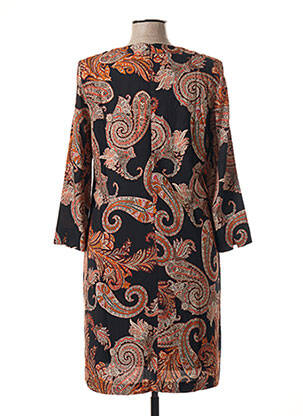 Robe mi-longue manches 3/4 manches 3/4 orange SIGNE NATURE femme