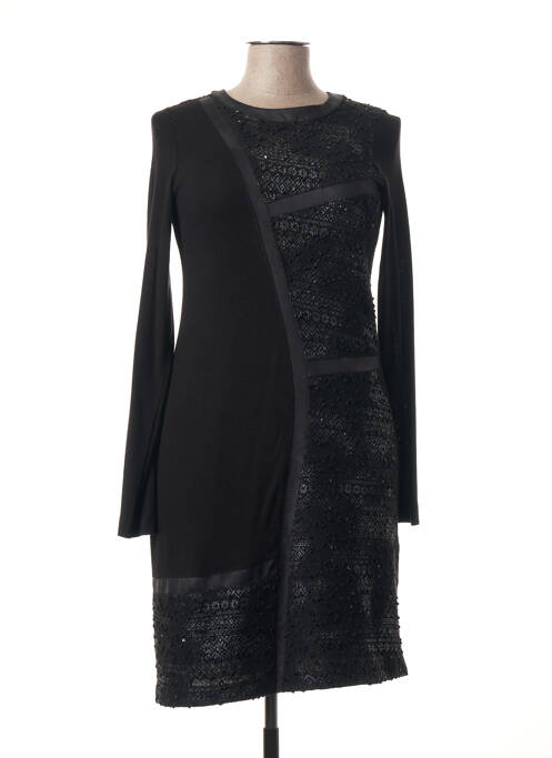 Robe mi-longue manches longues manches longues noir CHATELET femme