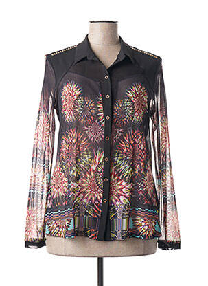 Chemisier imprimé fleurs manches longues noir GARELLA femme