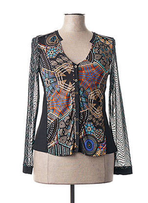 Gilet manches longues col rond noir GARELLA femme