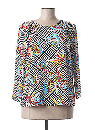 Blouse col rond manches 3/4 bleu POUSSIERE D'ETOLE femme