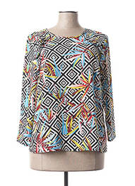 Blouse col rond manches 3/4 bleu POUSSIERE D'ETOLE femme