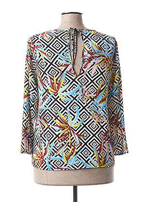 Blouse col rond manches 3/4 bleu POUSSIERE D'ETOLE femme