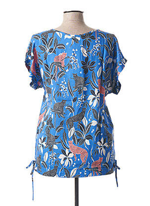 Blouse col rond manches courtes bleu CAP JULUCA femme