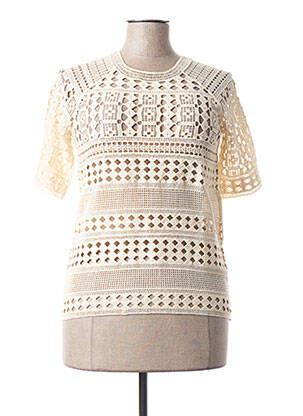 T-shirt stretch manches courtes beige LA FEE MARABOUTEE femme