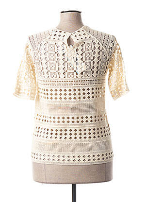 T-shirt stretch manches courtes beige LA FEE MARABOUTEE femme