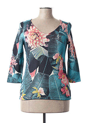 Pull coupe cintrée manches 3/4 bleu ALDOMARTINS femme