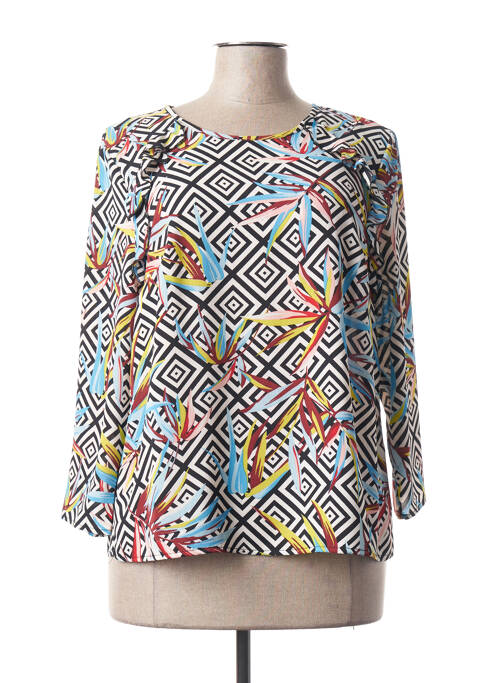 Blouse col rond manches 3/4 bleu POUSSIERE D'ETOLE femme