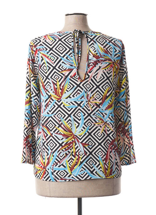 Blouse col rond manches 3/4 bleu POUSSIERE D'ETOLE femme