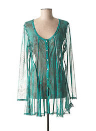 Tunique manches longues tissage crêpe vert GARELLA femme