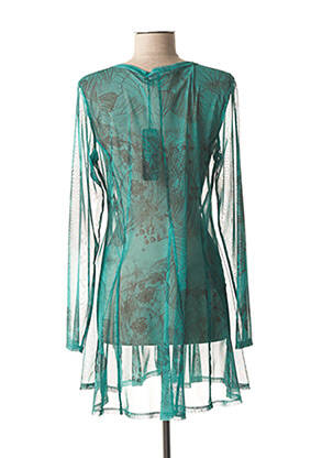Tunique manches longues tissage crêpe vert GARELLA femme