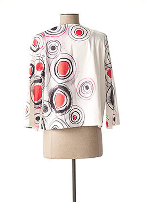 Veste casual col rond blanc ANIMAPOP femme