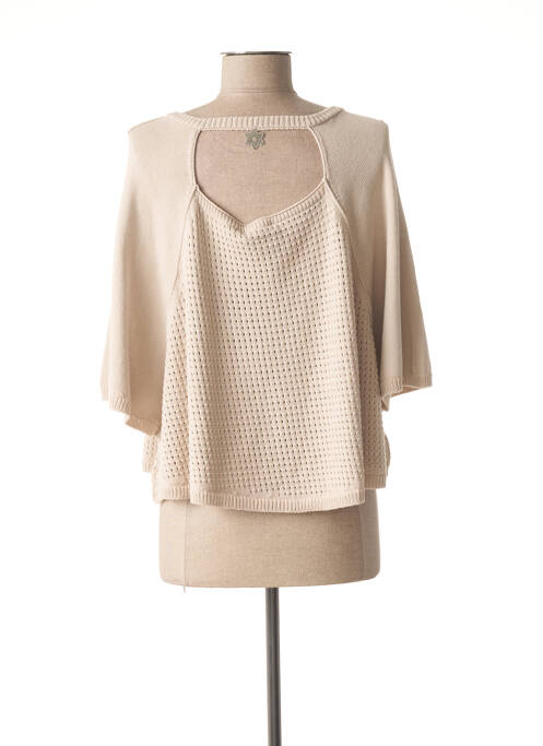 Gilet manches longues beige LUNATISME pour femme