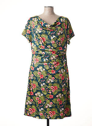 Robe mi-longue manches courtes manches courtes vert SMASHED LEMON femme