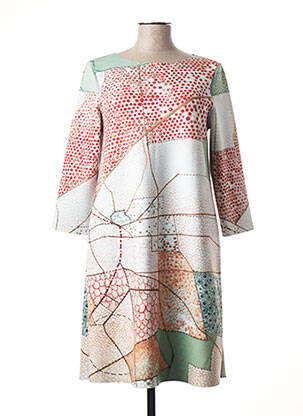 Robe mi-longue manches 3/4 manches 3/4 blanc ANIMAPOP femme