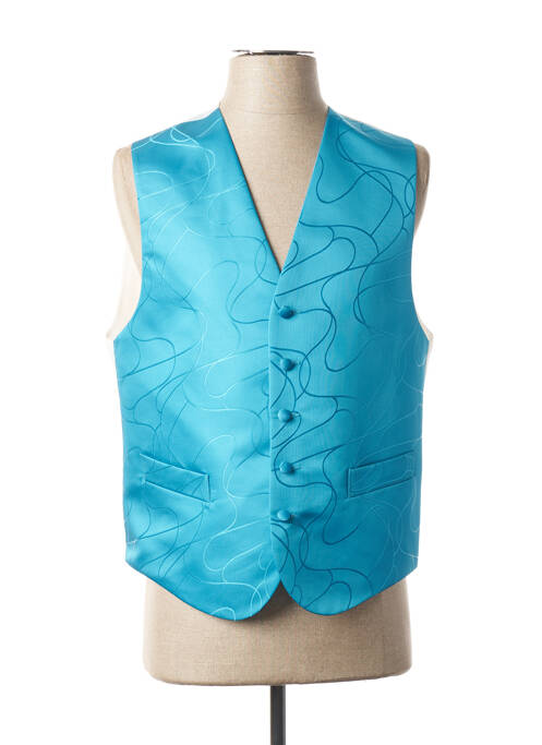 Gilet sans manche effet matière satinée bleu VIRTUOSE homme