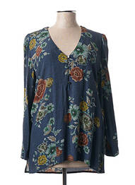 Blouse imprimé fleurs manches longues bleu NATHALIE CHAIZE femme