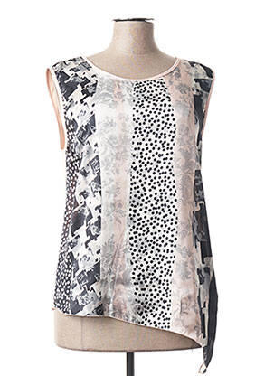 Top imprimé fantaisie sans manche rose POUSSIERE D'ETOLE femme