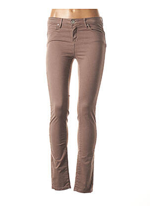 Pantalon broderie rivets taille basse marron DENIM STUDIO femme