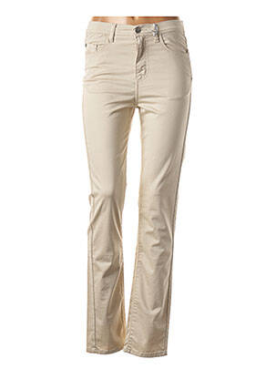 Pantalon slim taille haute beige IMPACT femme