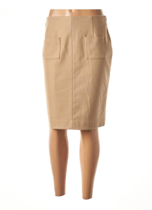 Jupe mi-longue fermeture zip latéral beige FLEUR DE SEL femme