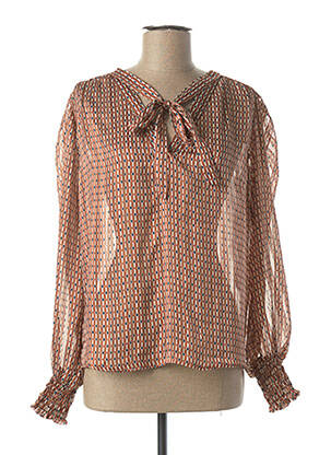 Blouse imprimé fantaisie manches longues marron VIE TA VIE femme