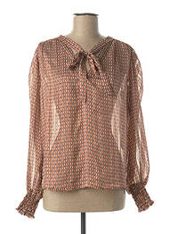 Blouse imprimé fantaisie manches longues marron VIE TA VIE femme