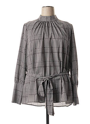 Blouse poignets boutonnés avec fente manches longues gris MAT. femme