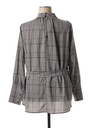 Blouse poignets boutonnés avec fente manches longues gris MAT. femme