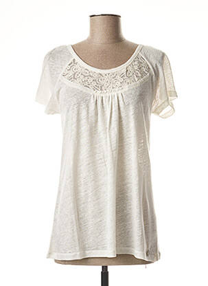 T-shirt beige BLANC BOHEME pour femme