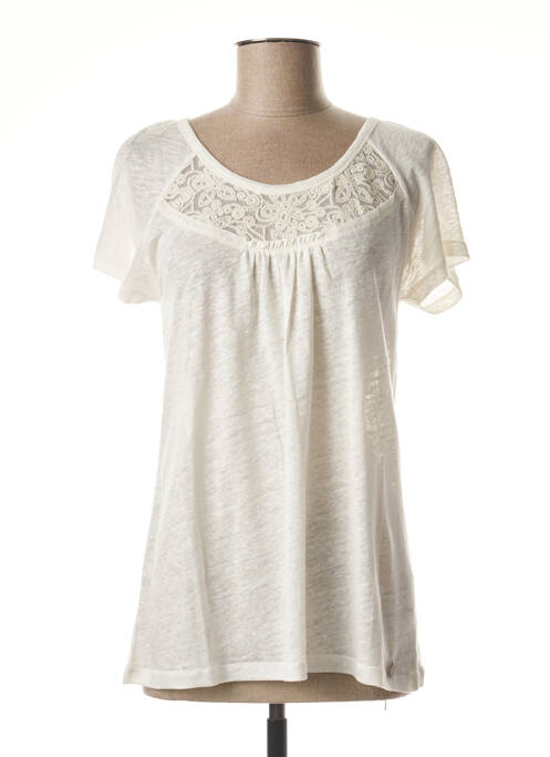 T-shirt beige BLANC BOHEME pour femme