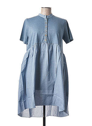 Robe courte coupe évasée manches courtes bleu BLANC BOHEME femme