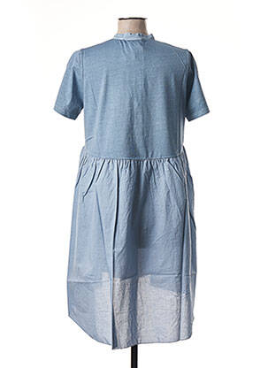 Robe courte coupe évasée manches courtes bleu BLANC BOHEME femme