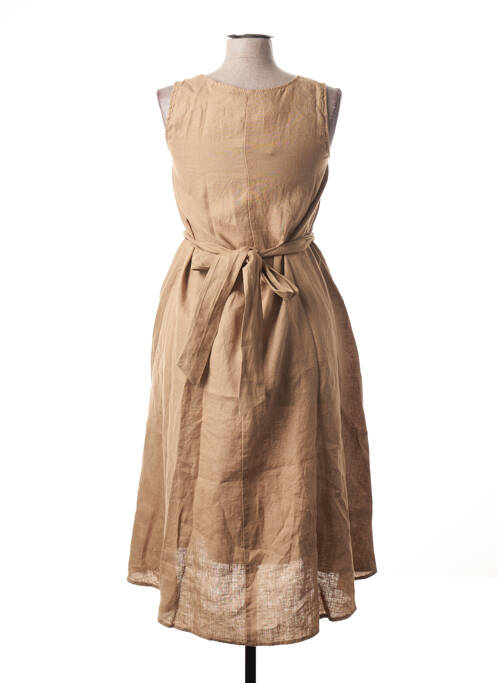 Robe mi-longue marron BLANC BOHEME femme