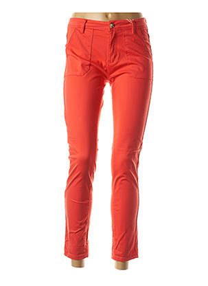 Pantalon 7/8 stretch taille normale rouge F.A.M. femme