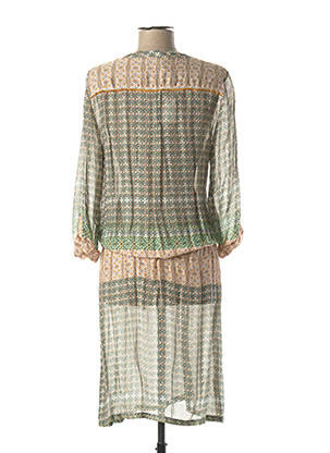 Robe mi-longue coupe fluide manches longues vert TERRE DE FÉES femme