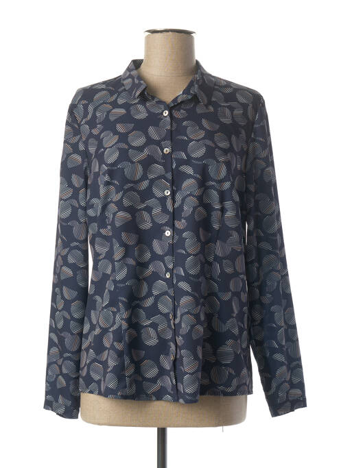 Chemisier coupe cintrée manches longues bleu PAUPORTÉ femme