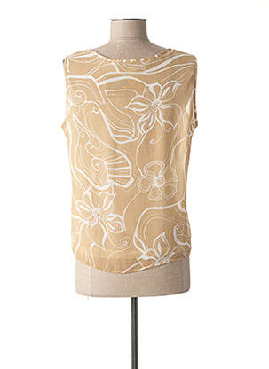 Top tissage crêpe sans manche beige FRANK WALDER femme